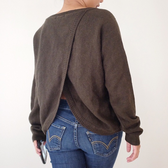 Mavenie Sweaters - 🔴 Dark Green Split Back Oversized Knit Sweater